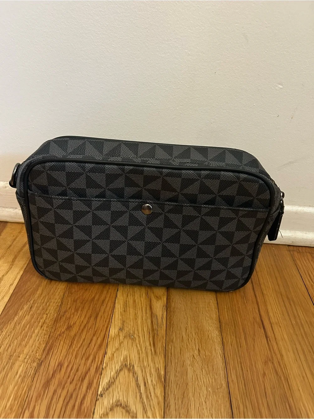 Men's Black Geometric Crossbody Bag